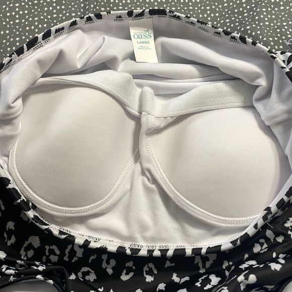 NWT Oasis one piece swim suit black and white with optional halter strap size L - Picture 3 of 6